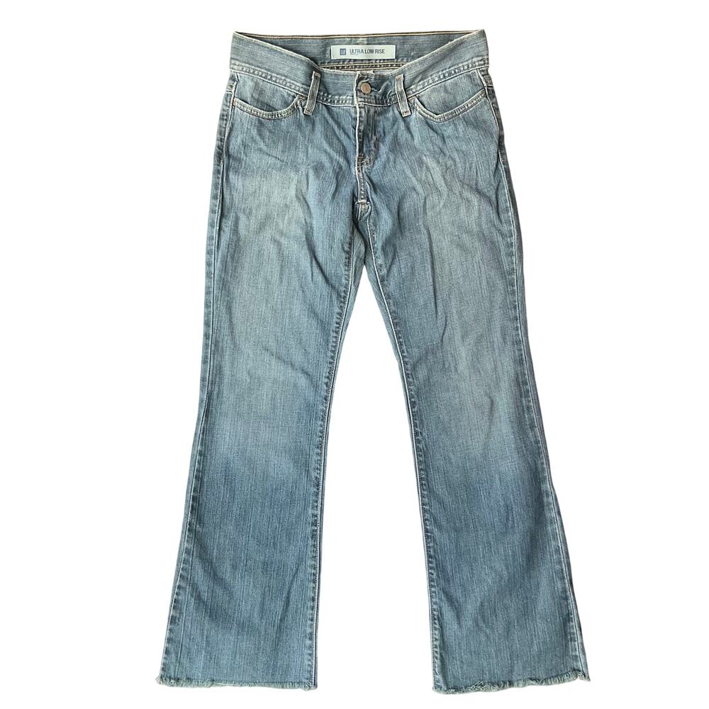 Gap Ultra Low Rise Strech Women Waxed Denim Straight Jeans size 4 US, Blue